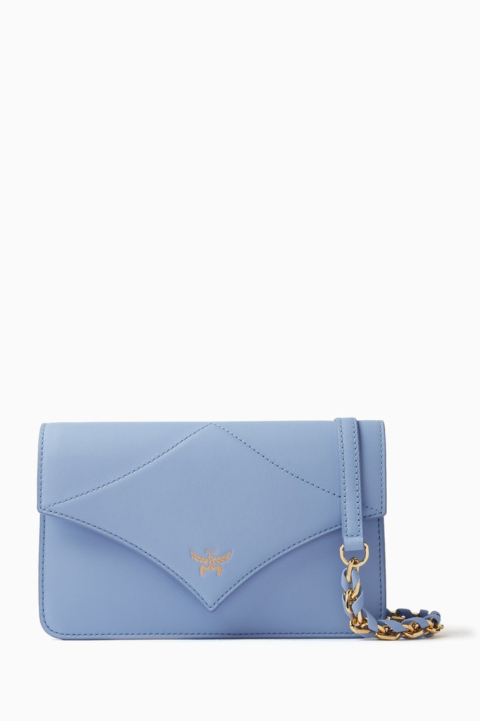 

Diamond Crossbody Bag in Leather, Blue