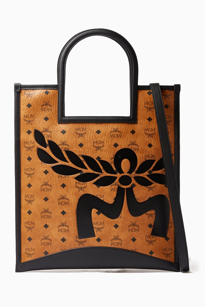 

Medium Aren Fold Tote Bag in Mega Laurel Visetos, Brown