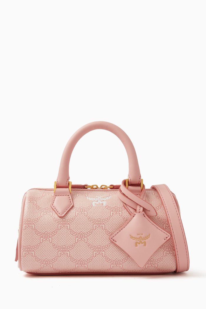 

Mini Boston Bag in Visetos Canvas, Pink