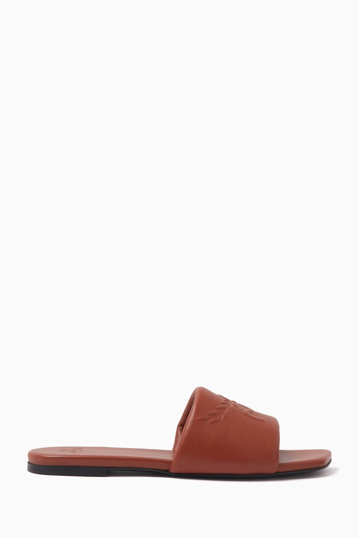 

Laurel Flat Sandals in Lamb Leather, Brown