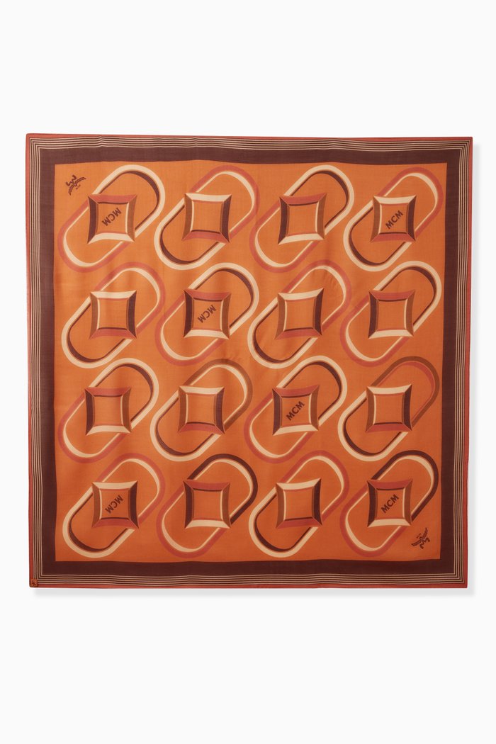 

Diamond Monogram Shawl in Wool, Brown