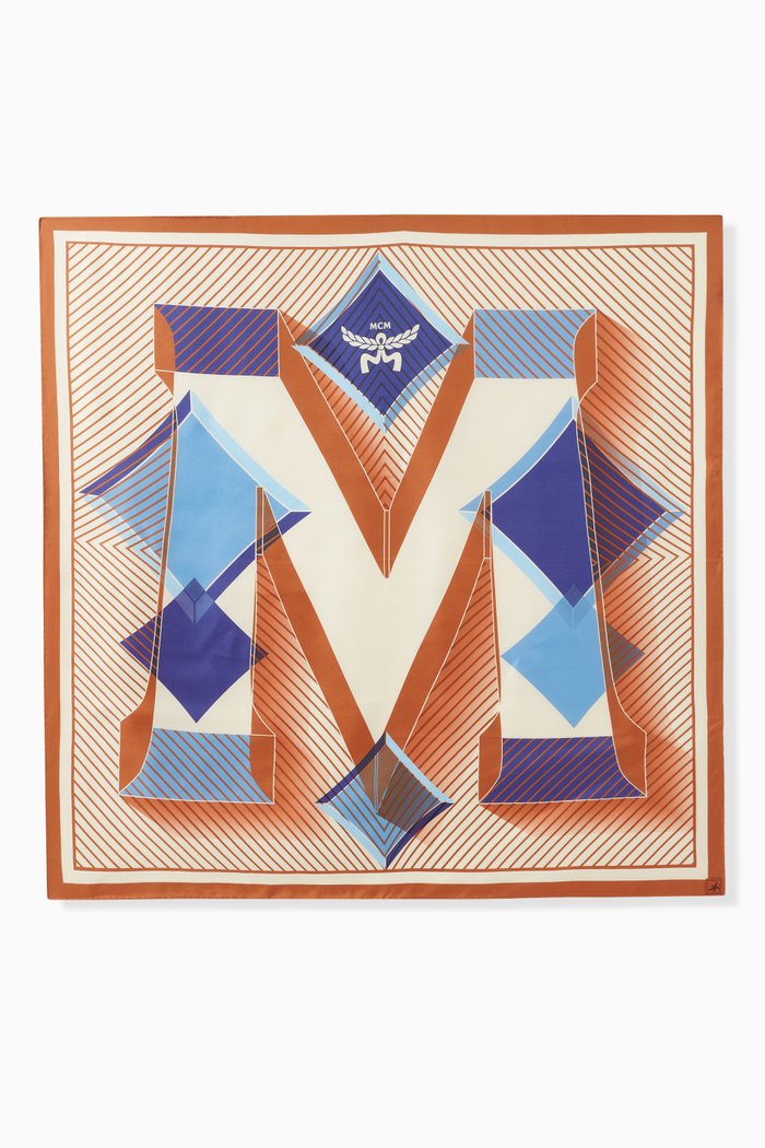 Abstract Logo Scarf in Organic Silk, Multicolour