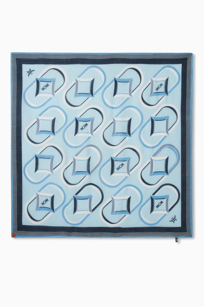 

Diamond Monogram Shawl in Wool, Blue
