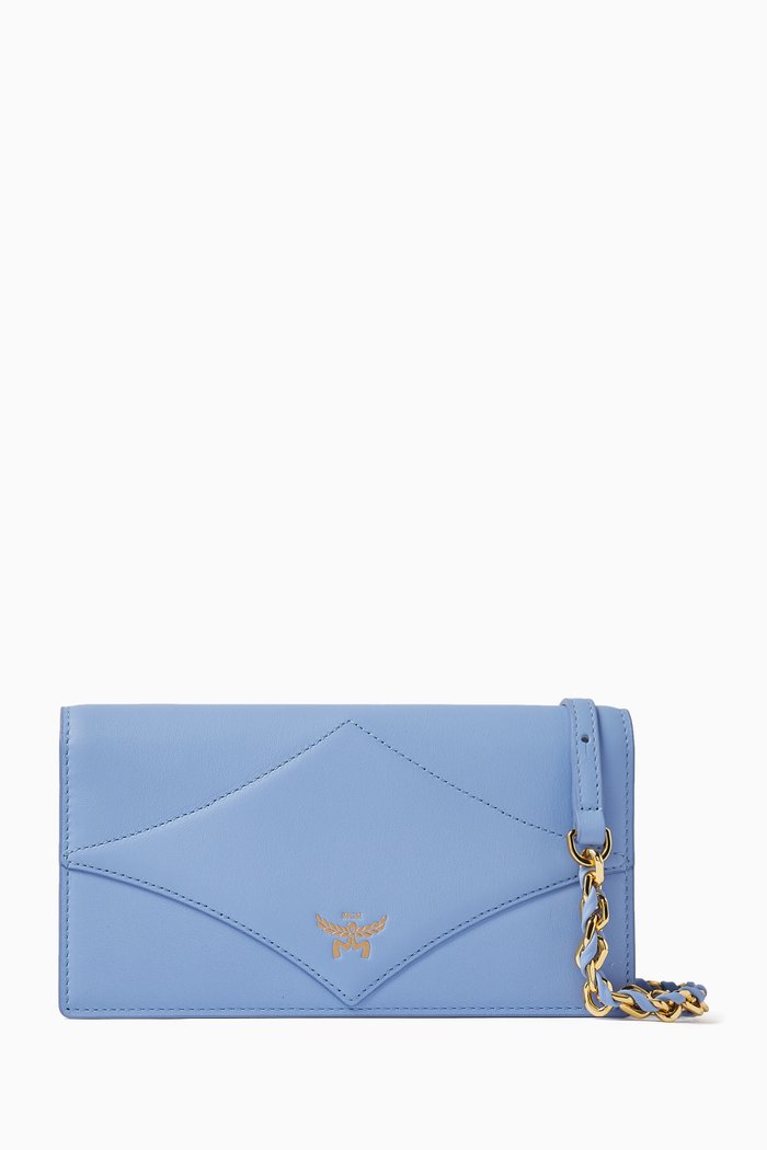 

Diamond Chain Wallet in Spanish Calf Leather, Blue