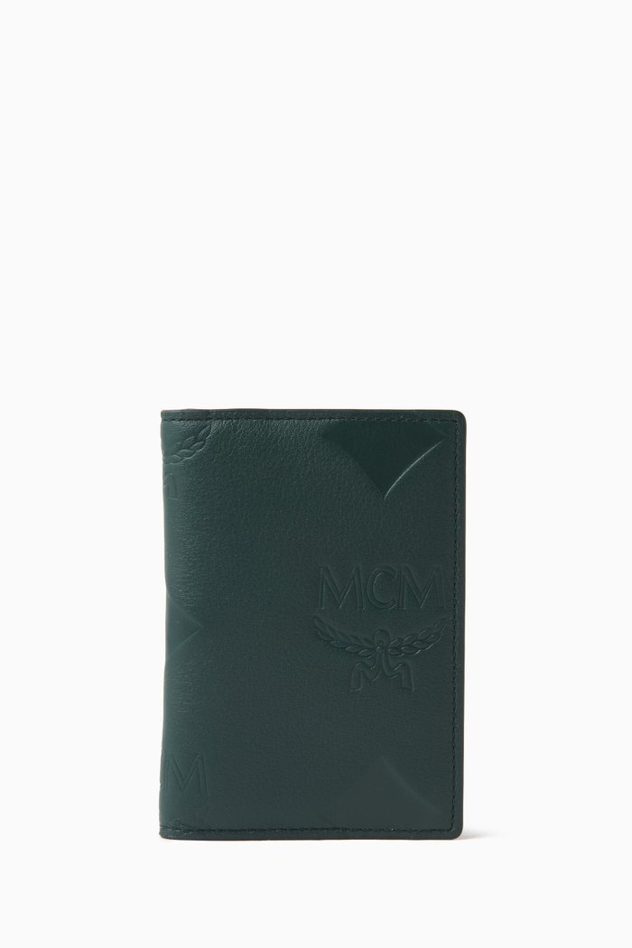 

Aren Monogram Card Case in Nappa Leather, Green