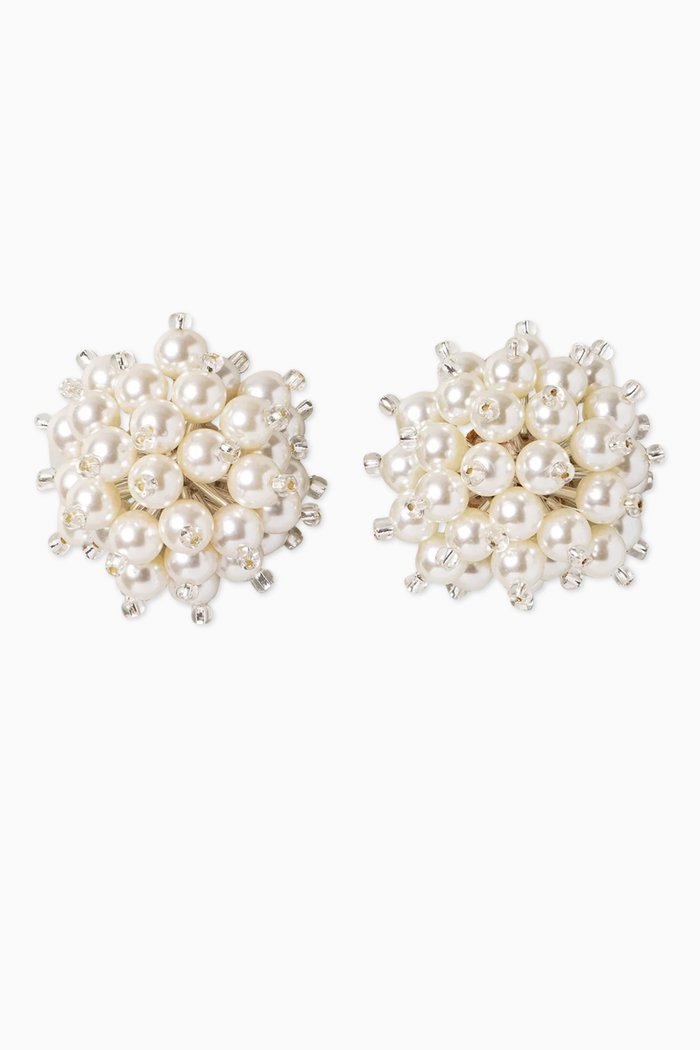 

Pissenlit Clip Earrings in Gold-plated Brass, White