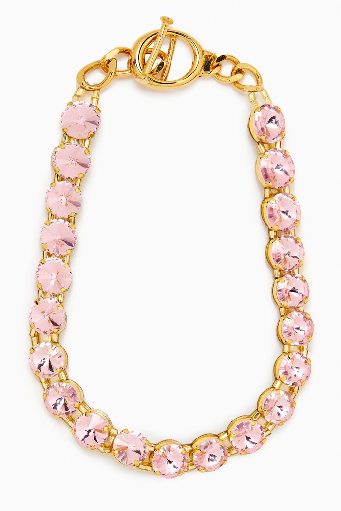 

Clochettes Tennis Necklace in Gold-plated brass, Pink