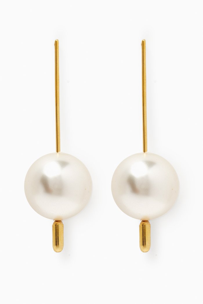 

Pearl Drop Earrings in Brass, White