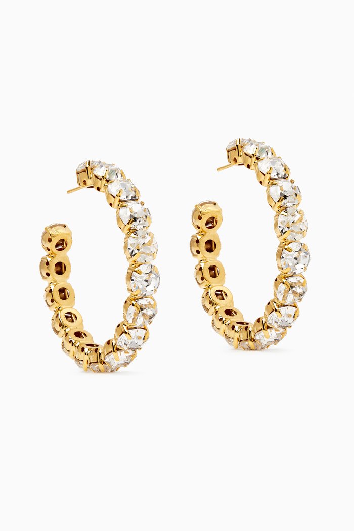 

Crystal Hoop Earrings in Brass, Gold