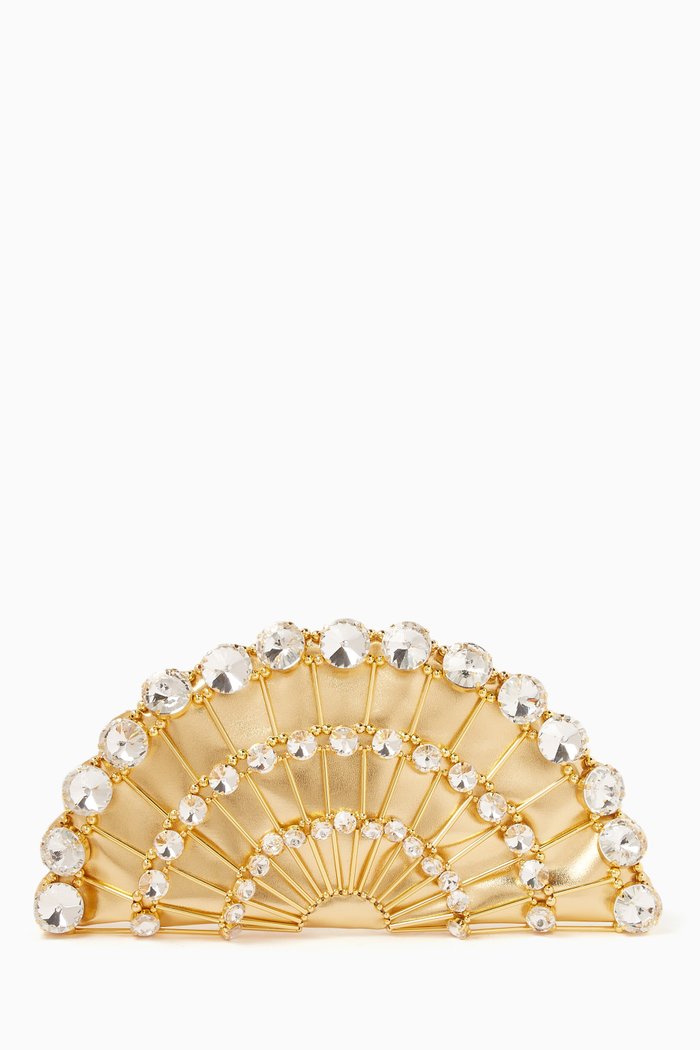 

Clochette Reverence Clutch in Gold-plated Brass & Crystals, White