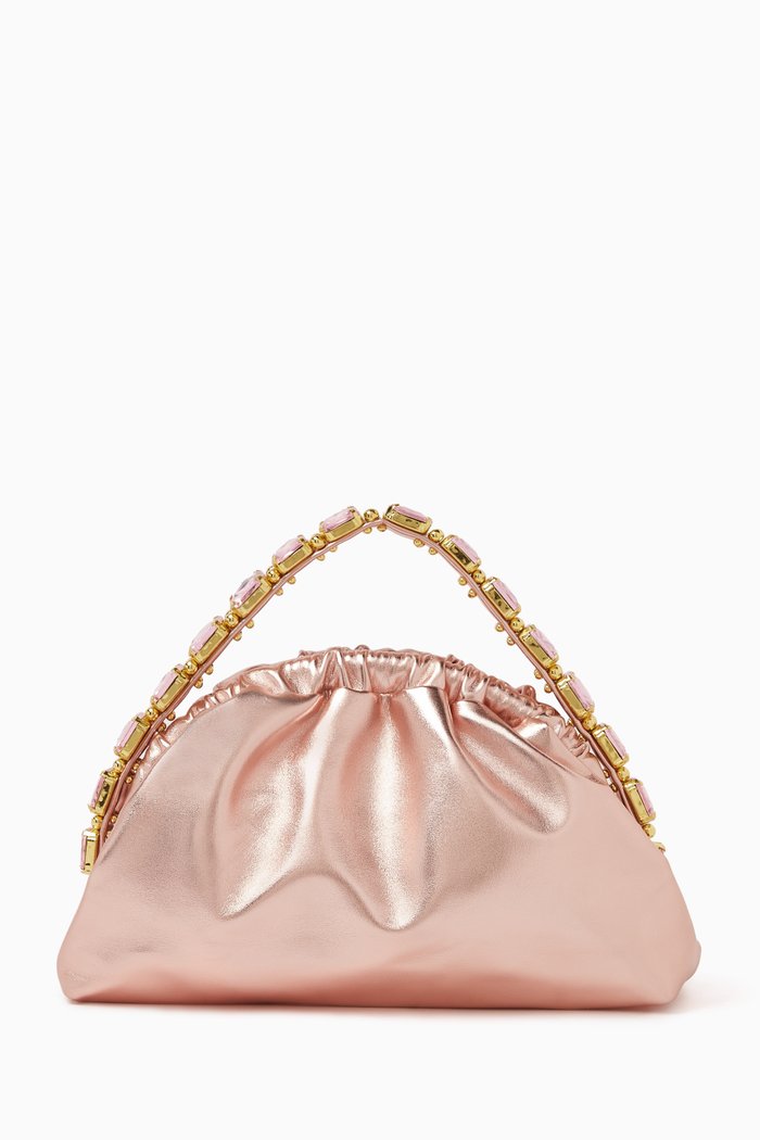 

Clochette Romeo Bag in Leatherette & Crystals, Pink