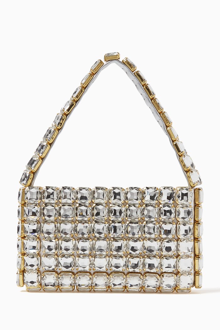 

Sonnette Baguette Bag in Crystal Beads, White