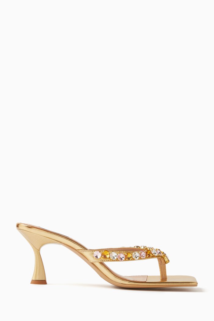 

Clochette 80 Crystal Mule Sandals in Metallic Leatherette, Multicolour