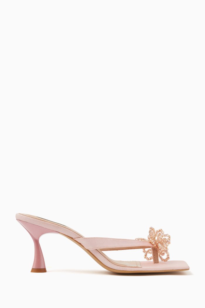 

Bouquet Fleuri 55 Mule Sandals in Silk, Pink