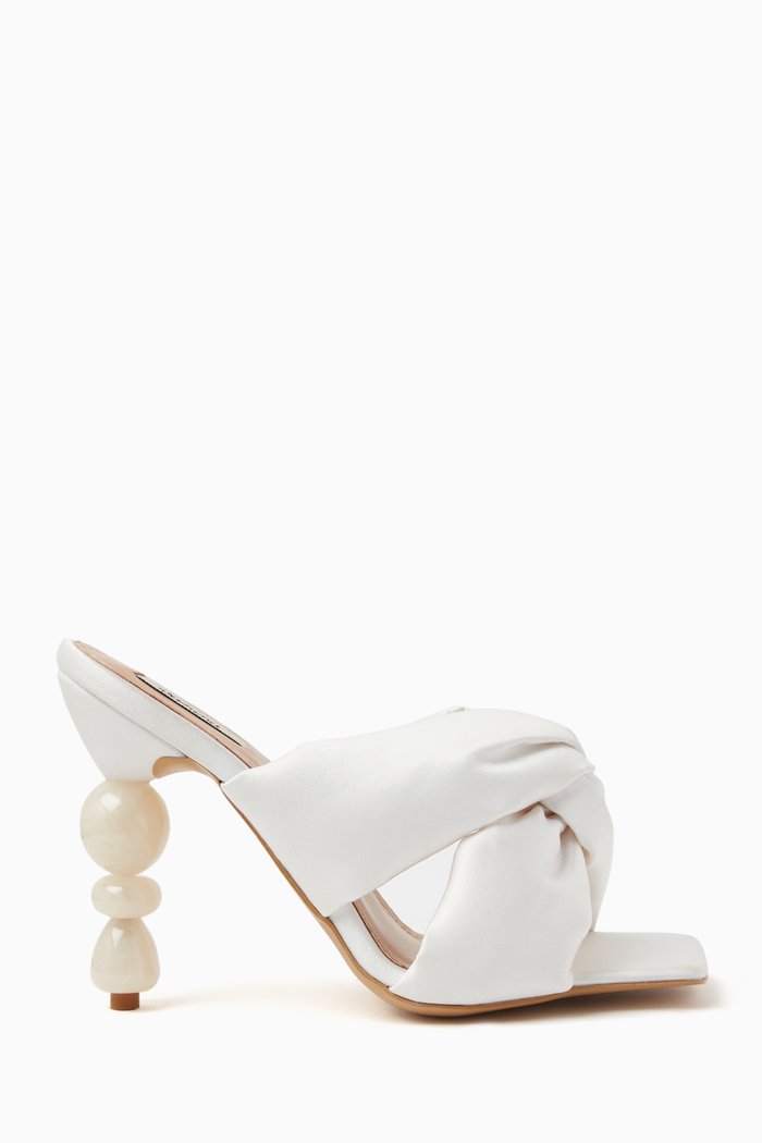 

Camelia 100 Mule Sandals in Satin, White