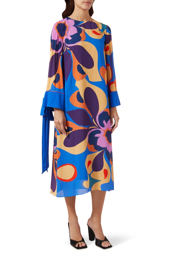 

Seraphina Midi Dress in Crepe, Blue