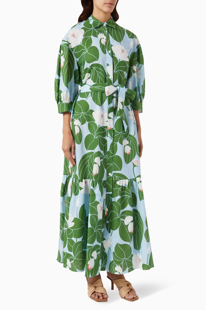 

Bianca Maxi Dress in Linen-blend, Green