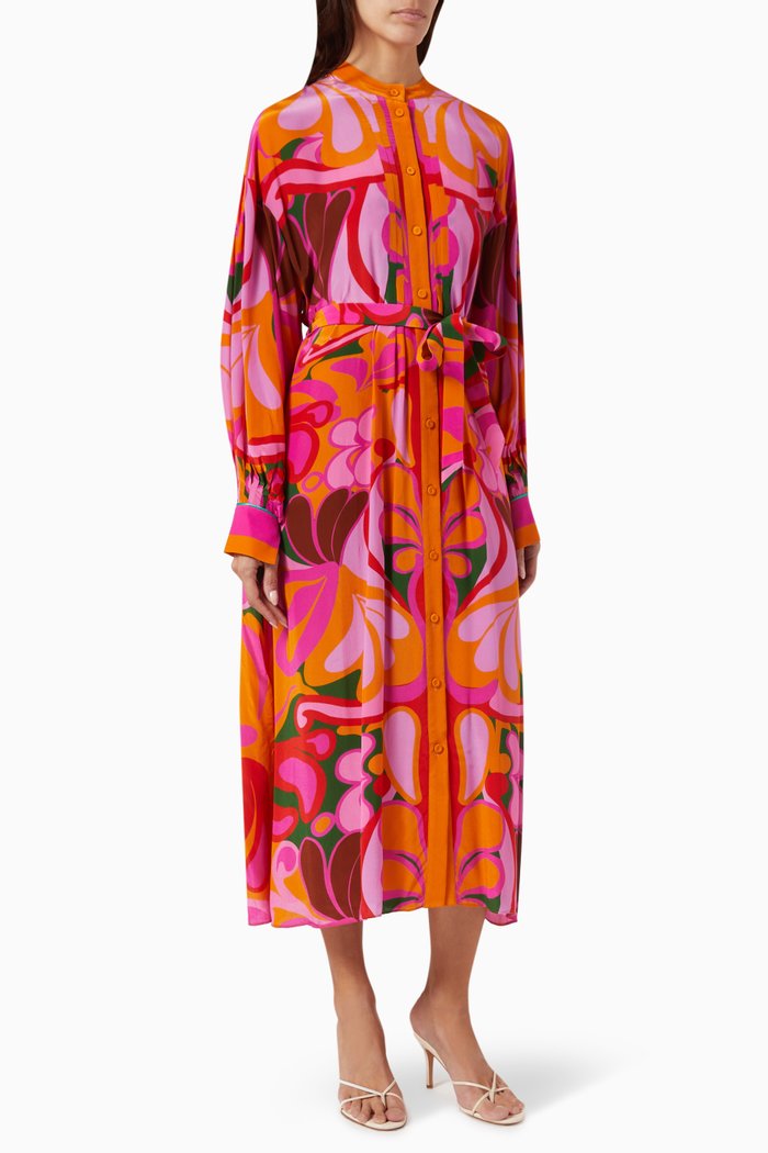 

Camilla Midi Dress in Crepe, Orange