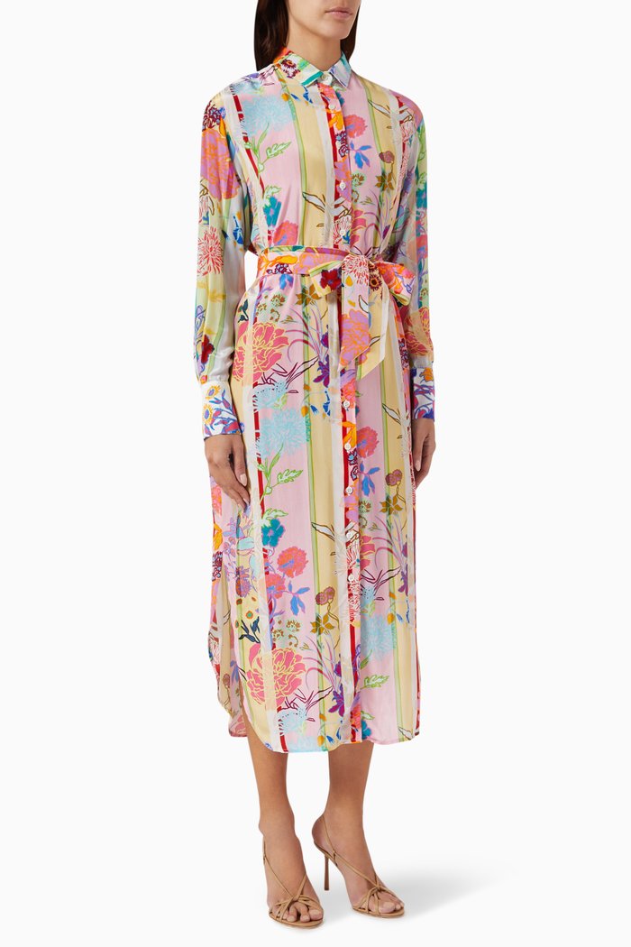 Whitley Floral-print Midi Dress in Crepe, Multicolour