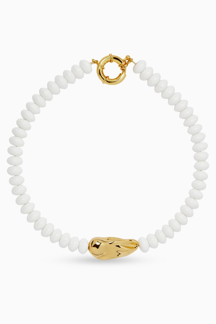 

Chunky Pearl Choker in Gold-plated Brass, White