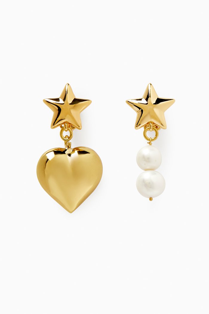 

Mix and Match Charm Clip Earrings in Gold-plated Brass, White