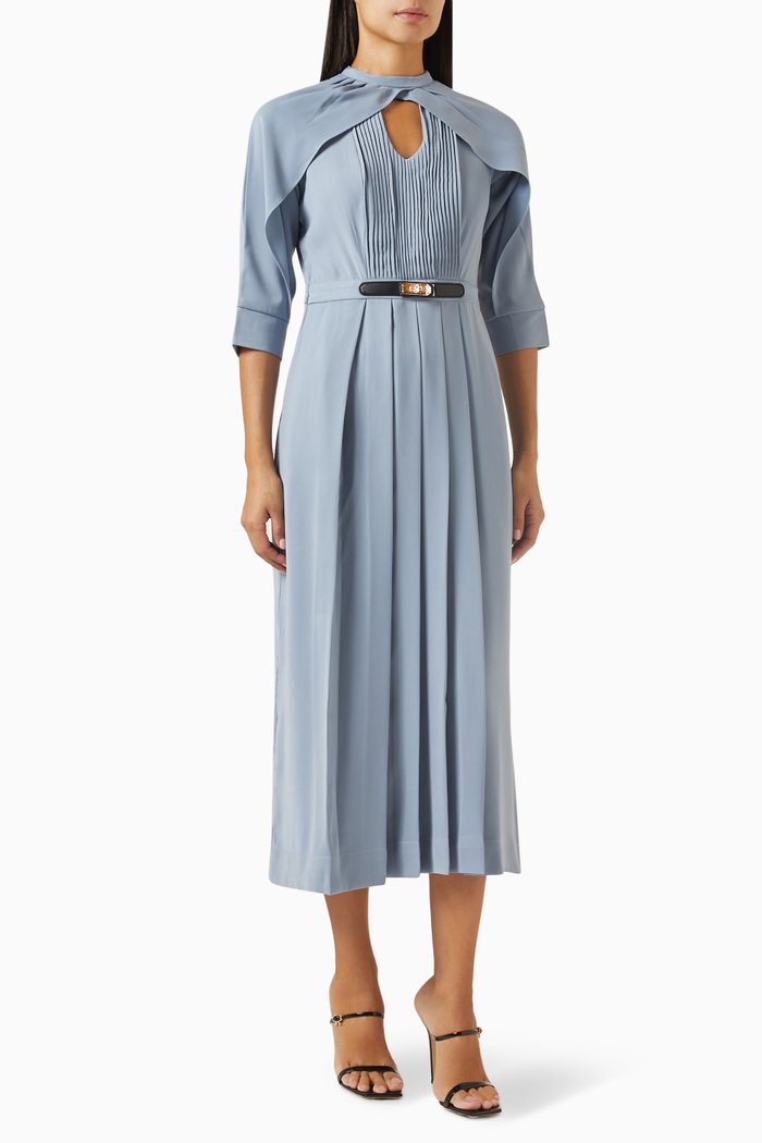 

Serena Midi Dress in Banana-crepe, Blue