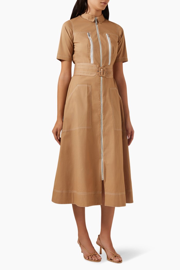 

Terina Midi Dress in Cotton-poplin, Neutral