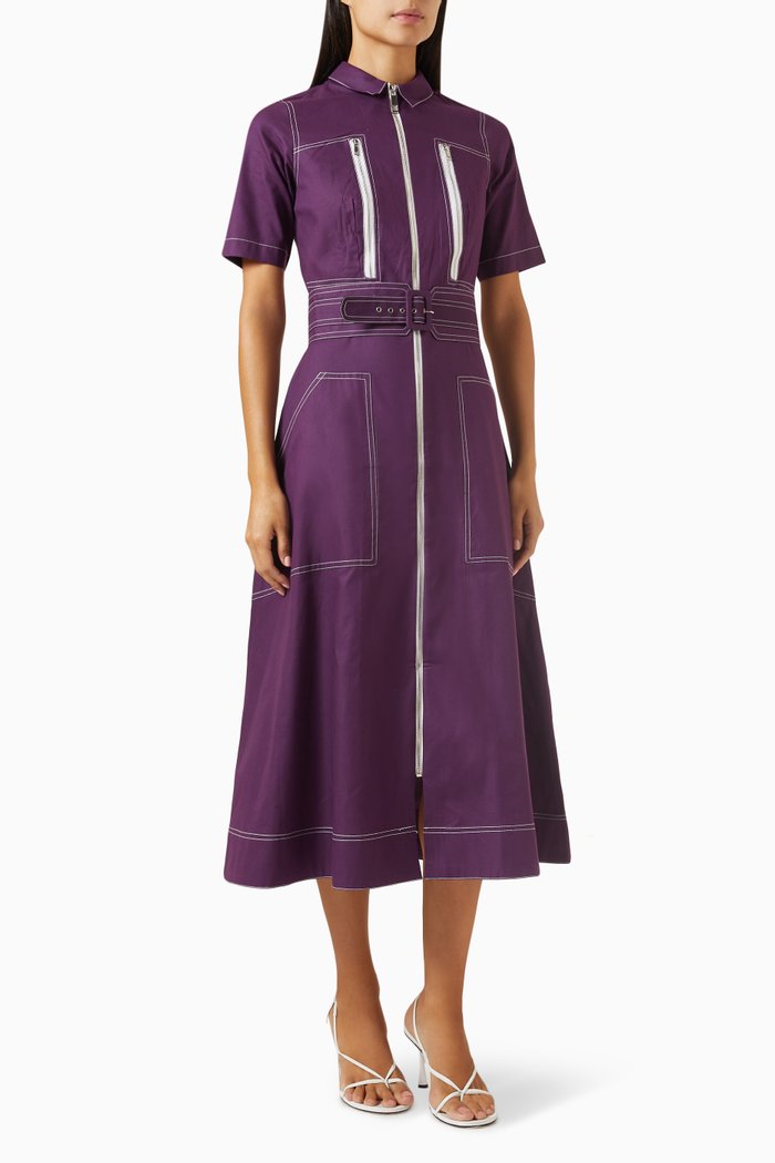 

Terina Midi Dress in Cotton-poplin, Purple