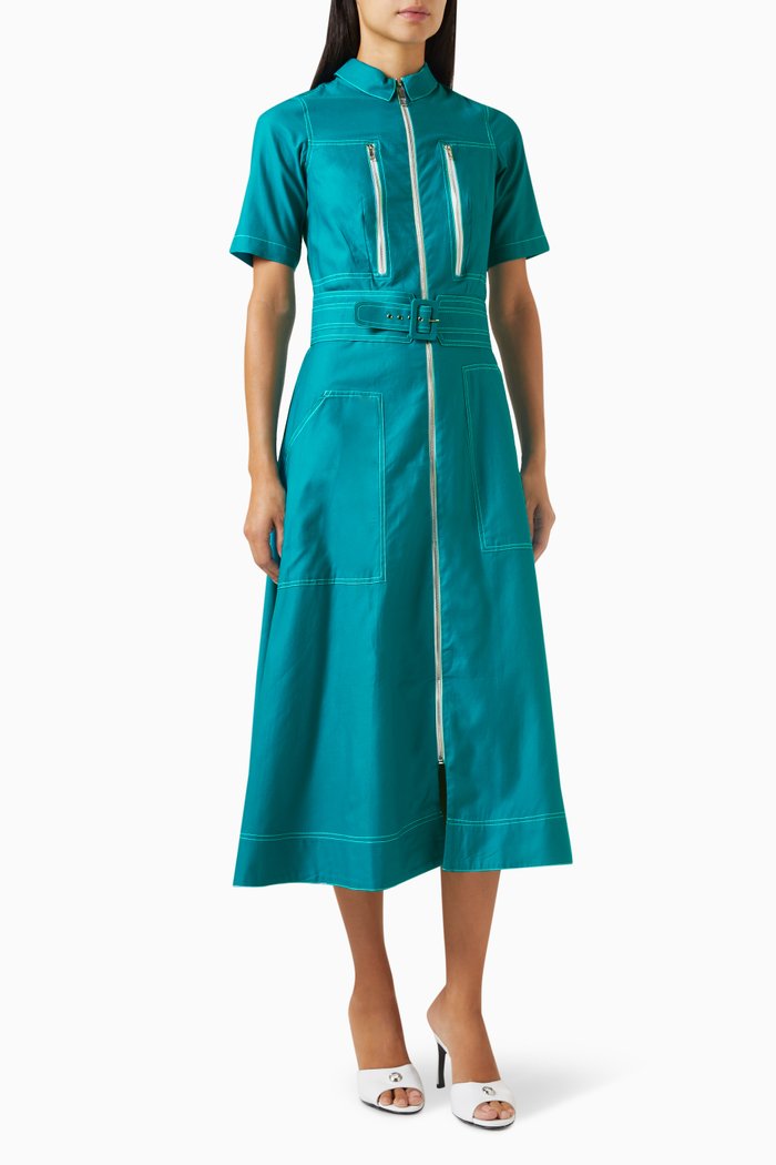 

Terina Midi Dress in Cotton-poplin, Blue