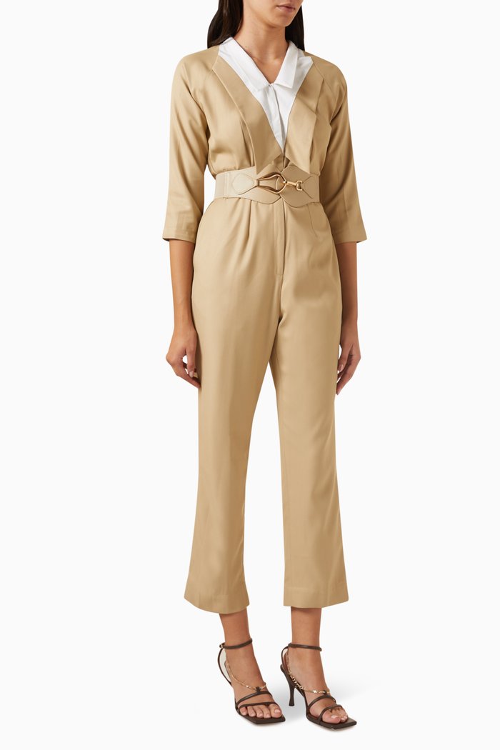 

Bria Two-tone Jumpsuit, Neutral