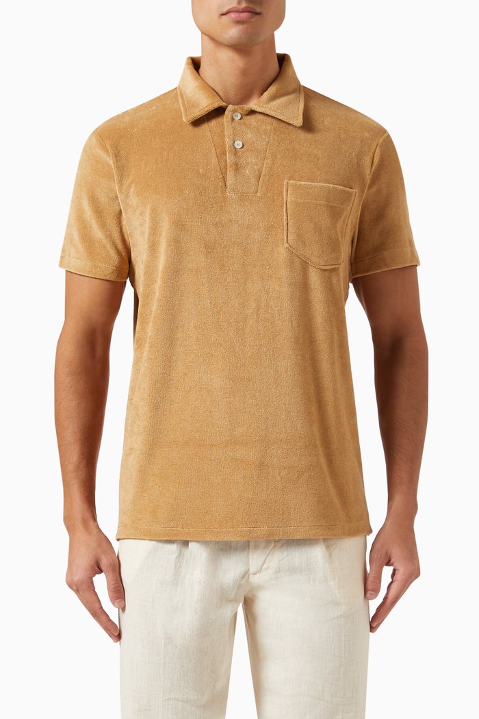 

Polo Shirt in Terry Towelling, Brown