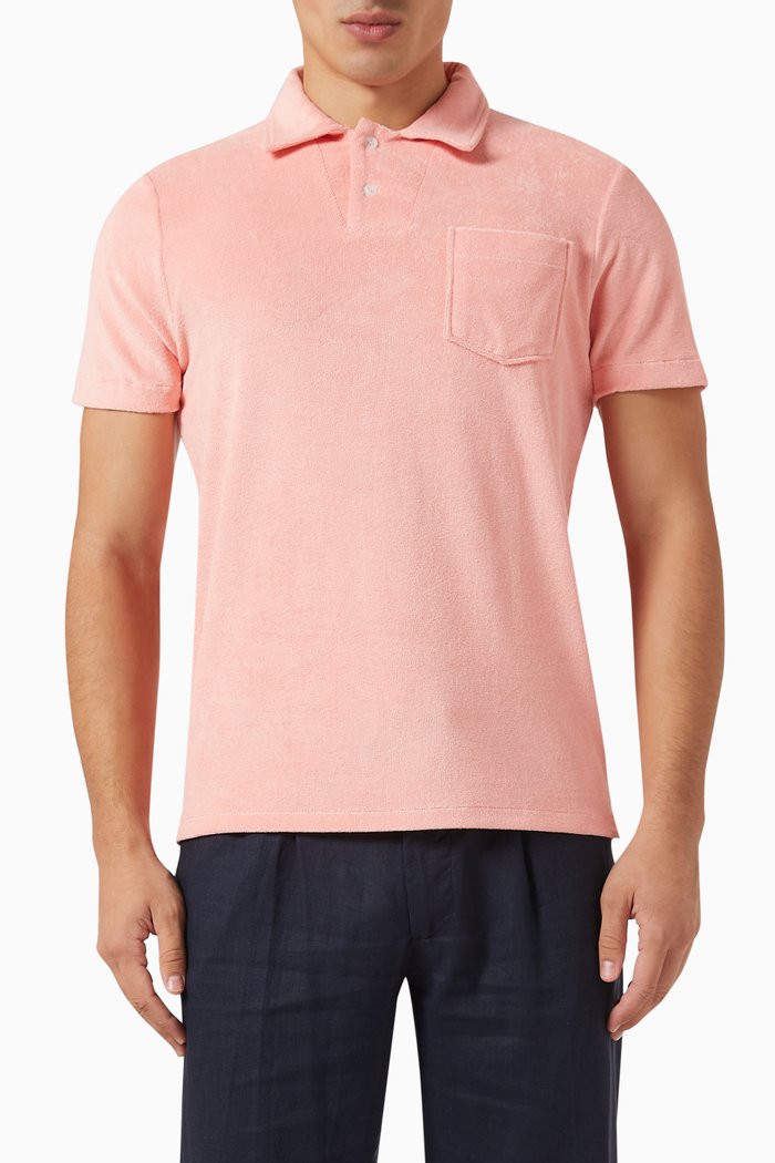 

Polo Shirt in Terry Towelling, Pink