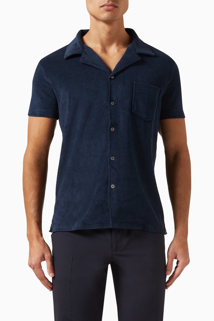 

Resort Shirt in Terry Towelling, Blue