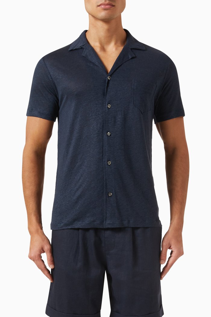 

Resort Shirt in Linen, Blue