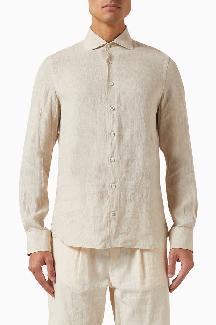 

Seaside Shirt in Linen, Brown