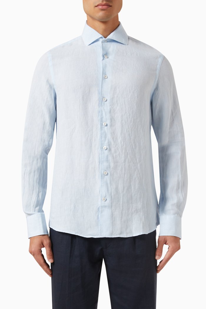 

Seaside Shirt in Linen, Blue