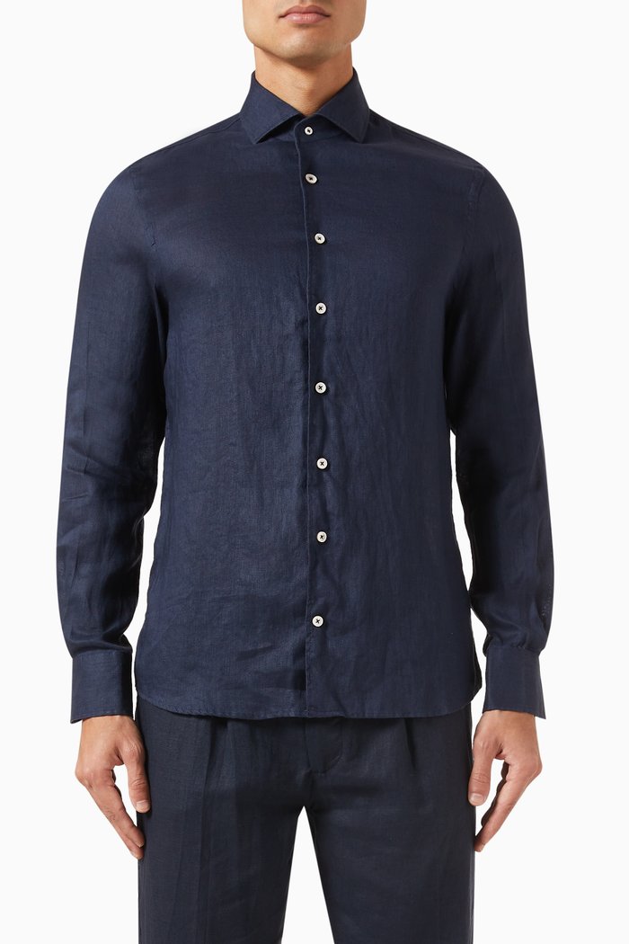 

Seaside Shirt in Linen, Blue
