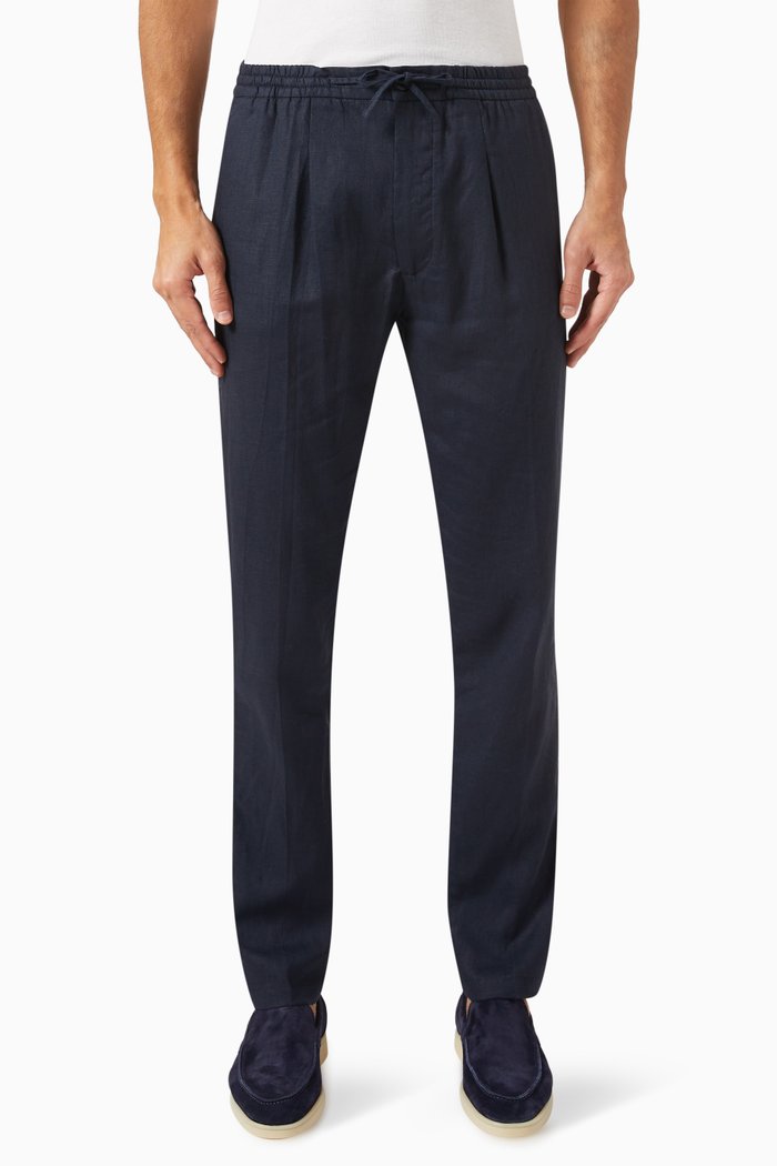 Seaside Pants in Linen, Blue
