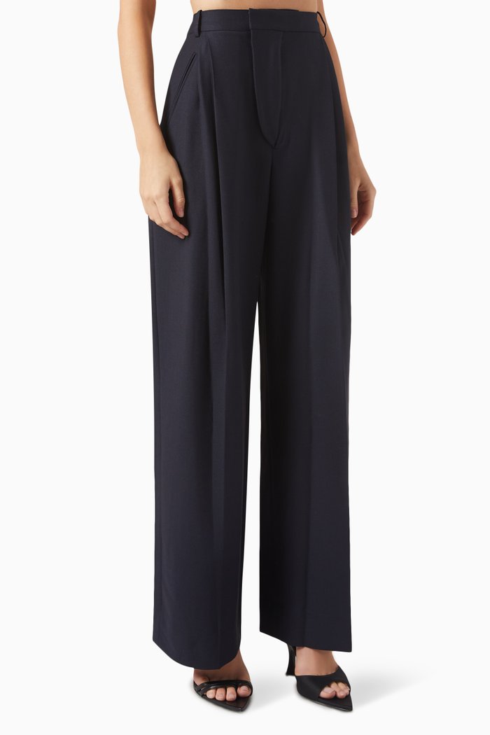 

Wide-leg Pants in Twill, Blue