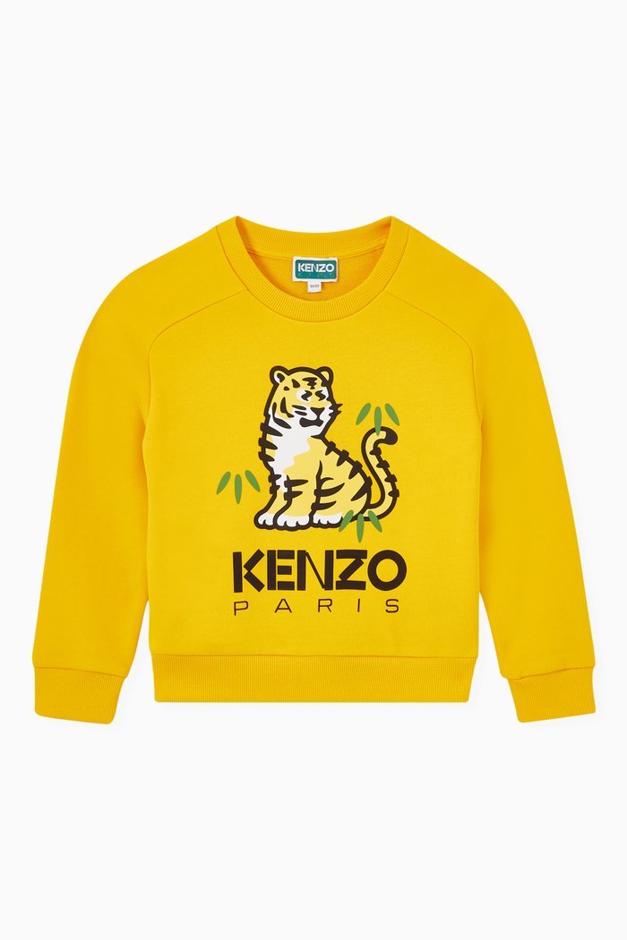 

Kotora Tiger Logo Print Sweatshirt in Cotton, Yellow