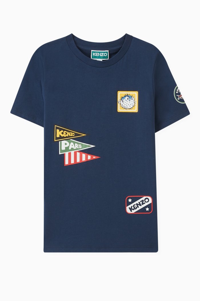 

Graphic Logo T-shirt in Organic Cotton Jersey, Blue