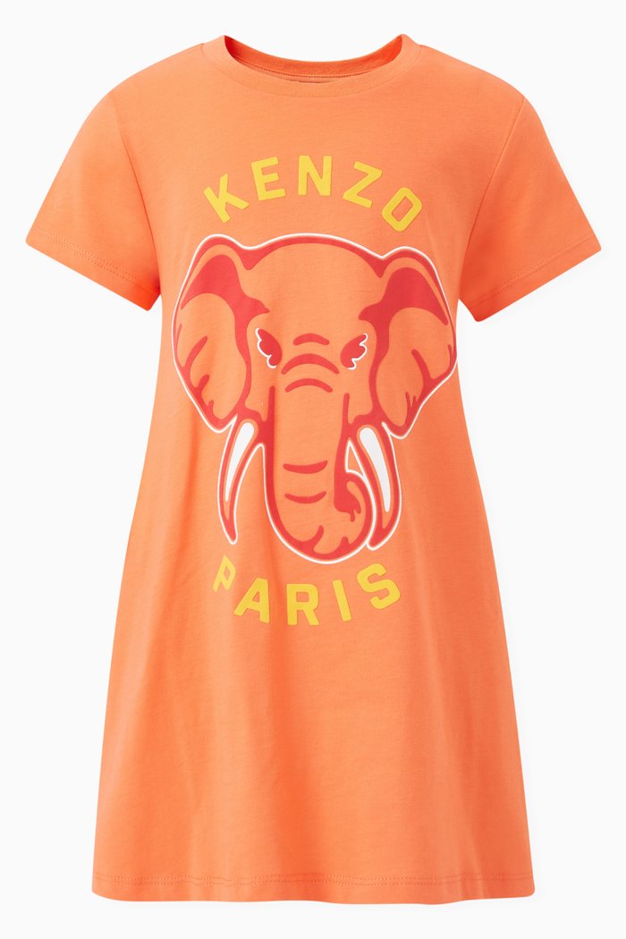

Elephant Logo Print Dress in Organic Cotton Jersey, Pink