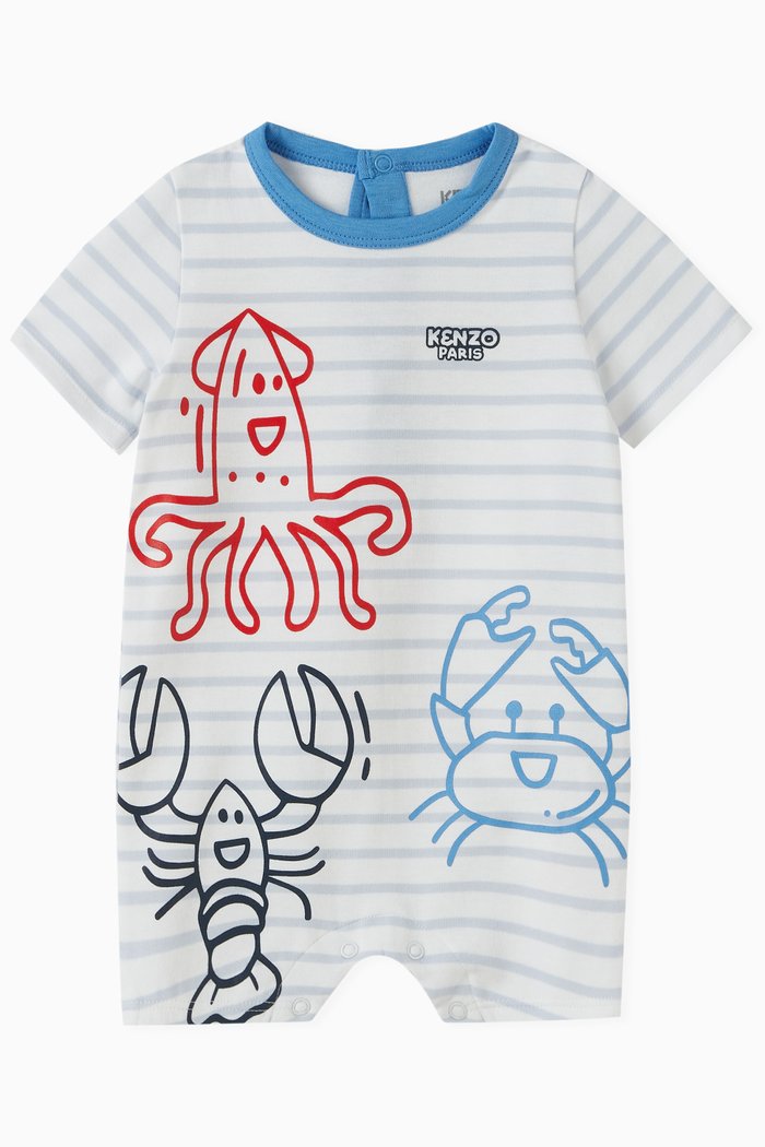 

Graphic-print Striped Romper in Organic Cotton, White