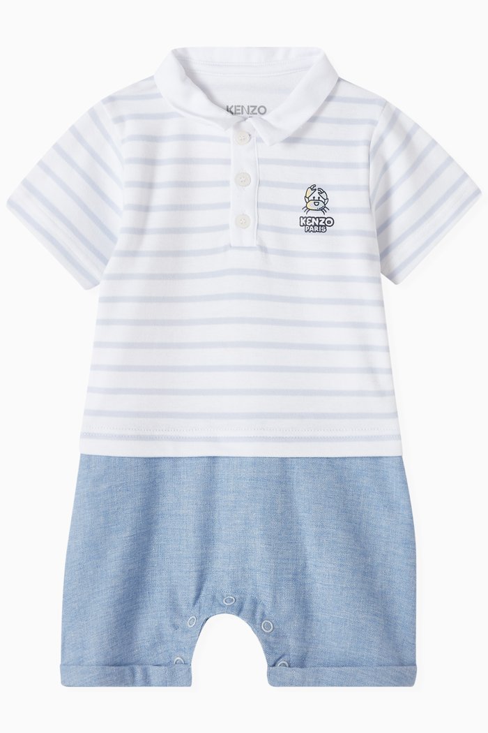 

Logo-print Striped Romper in Cotton, White