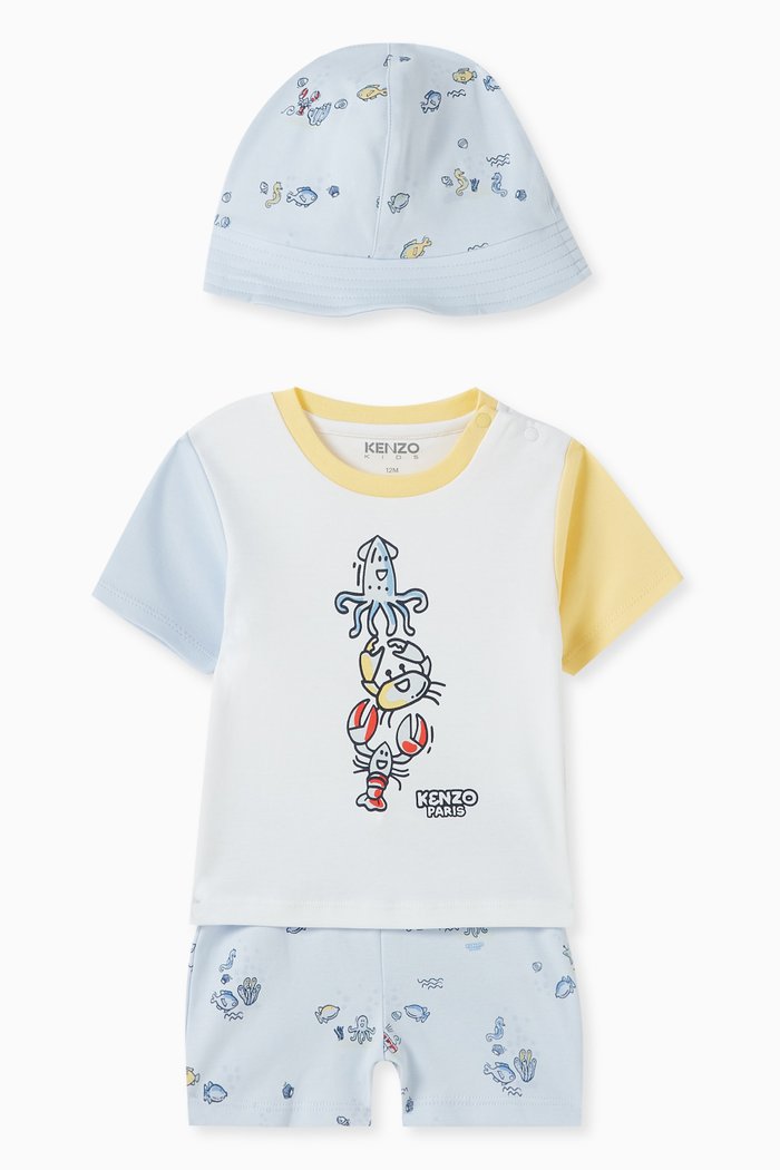 

Graphic-print T-shirt & Shorts Set in Organic Cotton, White