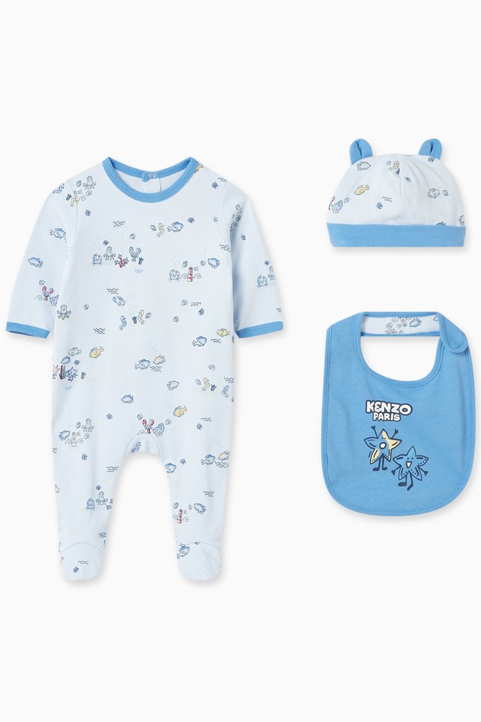 

Graphic-print Sleepsuit Set, Blue