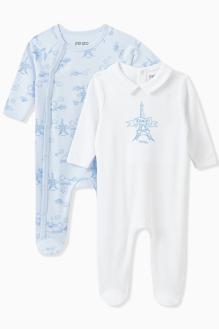 

Graphic-print Sleepsuits, Set of 2, Blue