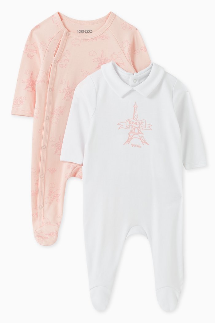 

Graphic-print Sleepsuits, Set of 2, Pink
