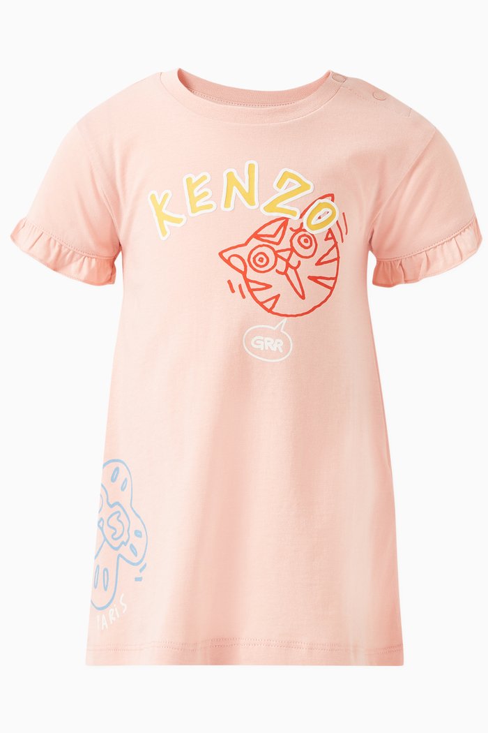 

Graphic-print Dress in Cotton Jersey, Pink