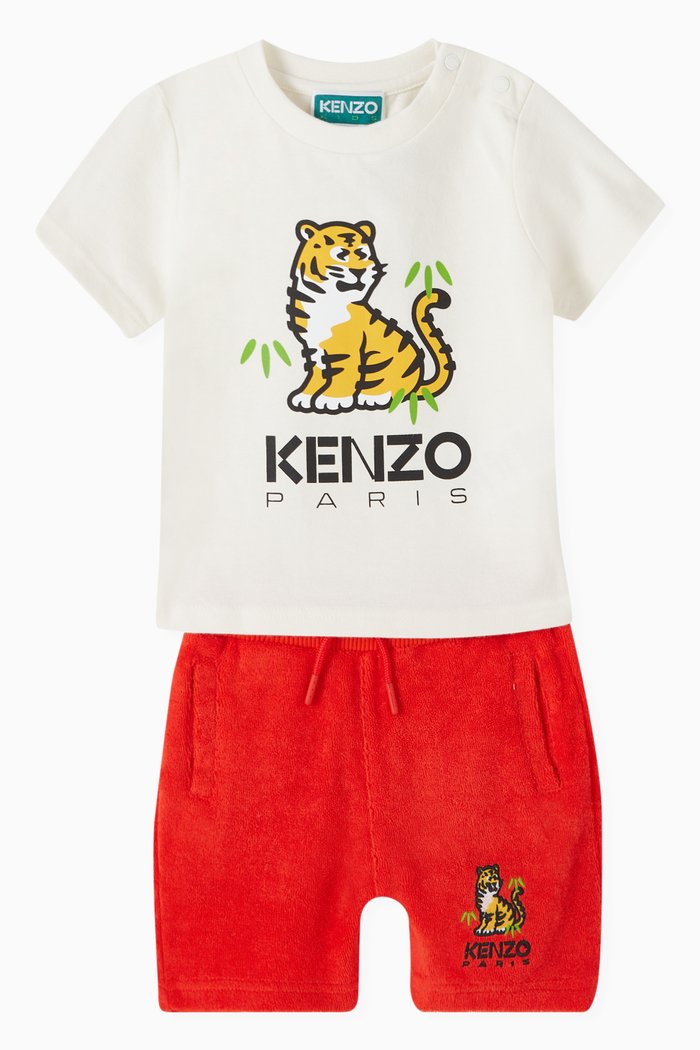 

Logo T-shirt & Shorts Set in Cotton, Red